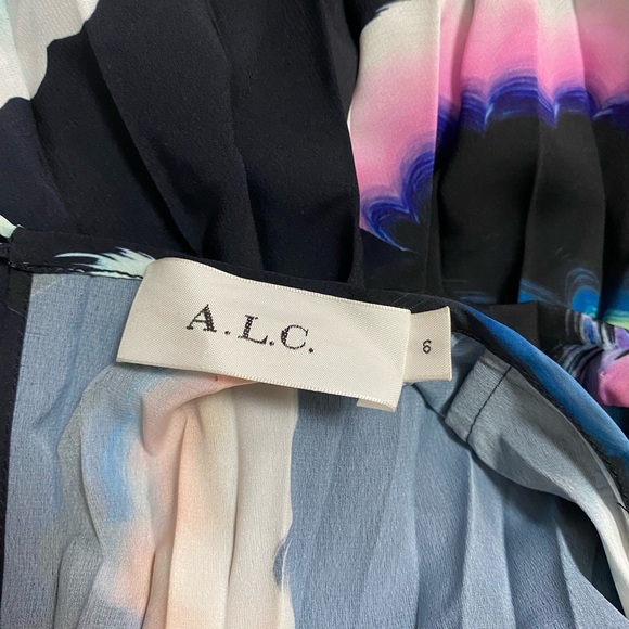 A.L.C Leah Pleated Maxi Dress Midnight Multi in 6 - Picture 9 of 12